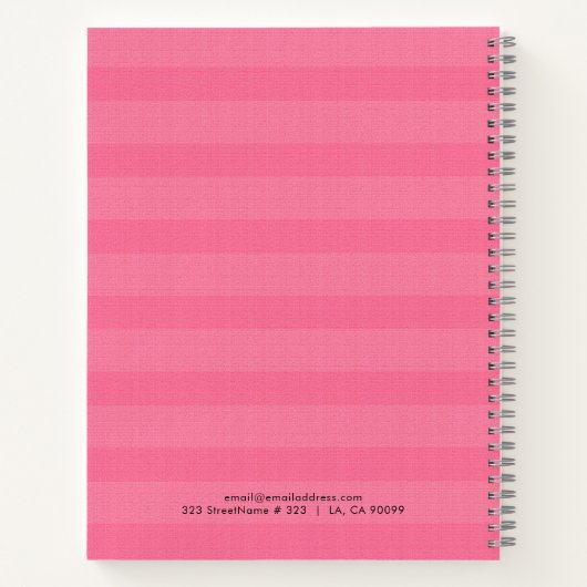 Rosa Streifen Imitat Leinenstruktur Notizblock (Rückseite)