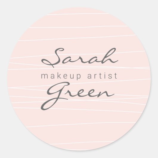 Rosa Streifen in modernem Rosa Runder Aufkleber (Vorderseite)