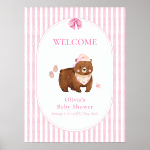 Rosa Streifen Kaum warten Mädchen Baby Shower Will Poster