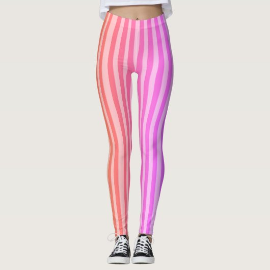 Rosa Streifen Klassische Leggings (Vorderseite)
