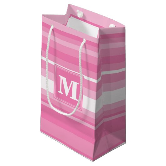 Rosa Streifen Kleine Geschenktüte (Vorderseite Schrägansicht)