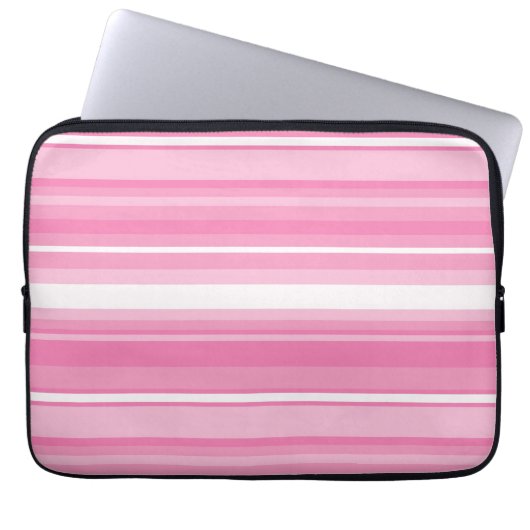 Rosa Streifen Laptopschutzhülle (Vorderseite)