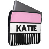 Rosa Streifen Laptopschutzhülle (Vorne Rechts)