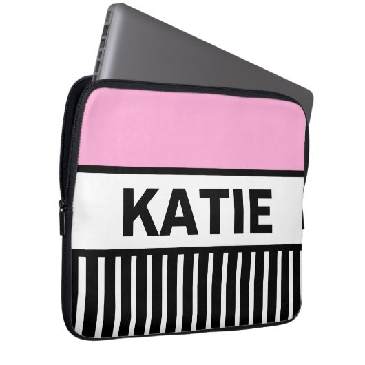 Rosa Streifen Laptopschutzhülle (Vorne Rechts)