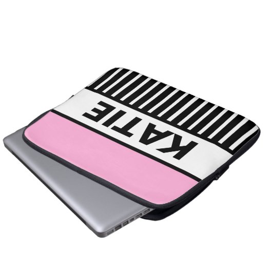 Rosa Streifen Laptopschutzhülle (Vorne Knopf)