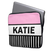 Rosa Streifen Laptopschutzhülle (Vorderseite Links)