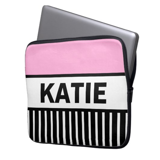 Rosa Streifen Laptopschutzhülle (Vorderseite Links)