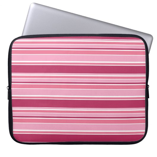 Rosa Streifen Laptopschutzhülle (Vorderseite)