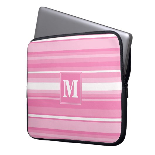 Rosa Streifen Laptopschutzhülle (Vorderseite Links)