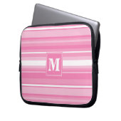 Rosa Streifen Laptopschutzhülle (Vorderseite Links)