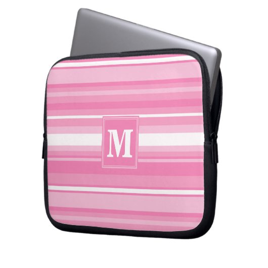 Rosa Streifen Laptopschutzhülle (Vorderseite Links)