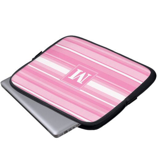 Rosa Streifen Laptopschutzhülle (Vorne Knopf)