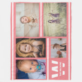 Rosa Streifen Mehrere Fotos, benutzerdefinierte Mo Fleecedecke (Vorderseite)