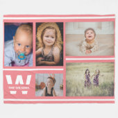 Rosa Streifen Mehrere Fotos, benutzerdefinierte Mo Fleecedecke (Vorderseite (Horizontal))