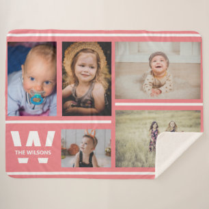 Rosa Streifen Mehrere Fotos, benutzerdefinierte Mo Sherpadecke