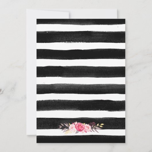 Rosa Streifen | Menü Brautparty Luncheon Einladung (Rückseite)