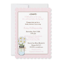 Rosa Streifen mit Blume in Mason Jar Babydusche