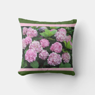 Rosa Streifen mit Hydrangea Garden Blume Kissen