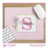 Rosa Streifen Mit Monogramm Mousepad