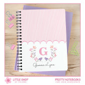 Rosa Streifen Mit Monogramm Notizblock