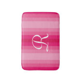Rosa Streifen Mit Monogramm Plush Bath Mat Badematte (Vorderseite Vertikal)