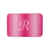 Rosa Streifen Mit Monogramm Plush Bath Mat Badematte (Vorderseite)
