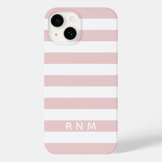 Rosa Streifen mit Name oder Monogramm Set 14 Case-Mate iPhone Hülle (Rückseite)