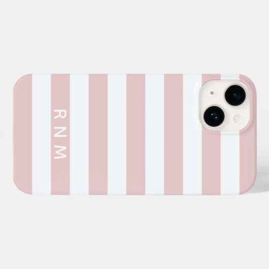Rosa Streifen mit Name oder Monogramm Set 14 Case-Mate iPhone Hülle (Rückseite (Horizontal))