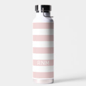 Rosa Streifen mit Name oder Monogramm-Set Trinkflasche (Links)