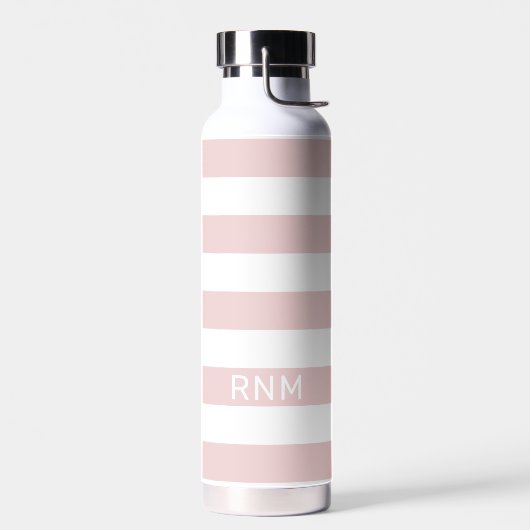 Rosa Streifen mit Name oder Monogramm-Set Trinkflasche (Links)