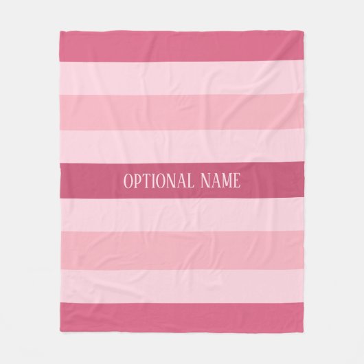 Rosa Streifen mit optionalem Namen Fleecedecke (Vorderseite)