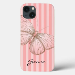 Rosa Streifen mit Schmetterling Case-Mate iPhone Hülle
