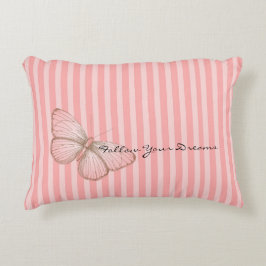Rosa Streifen mit Schmetterling Dekokissen