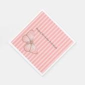 Rosa Streifen mit Schmetterling Geburtstag Serviette (Ecke)