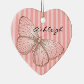 Rosa Streifen mit Schmetterling Keramikornament (Rechts)