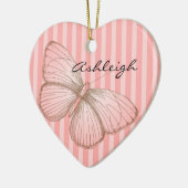 Rosa Streifen mit Schmetterling Keramikornament (Links)