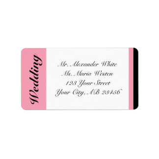 Rosa Streifen mit schwarzen Hochzeitsadressen Adressaufkleber