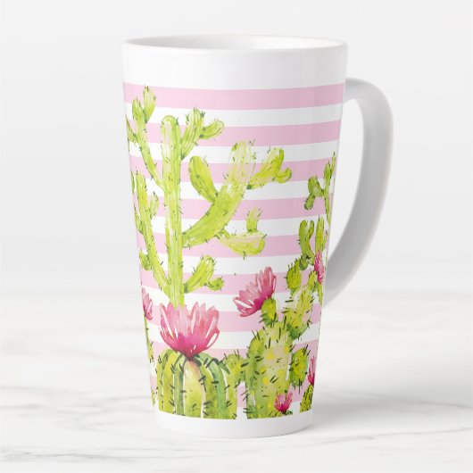 Rosa Streifen mit spitzen Birnen Kakteen Wasserfar Milchtasse (Rechte Ecke)