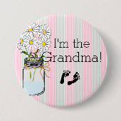Rosa Streifen mit Weckglas bin ich die Großmutter Button (Vorderseite)