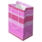 Rosa Streifen Mittlere Geschenktüte (Vorderseite Schrägansicht)