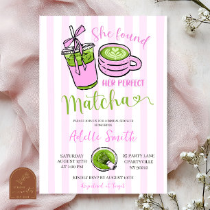 Rosa Streifen Modern Sie fand ihr perfektes Matcha Einladung