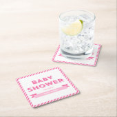 Rosa Streifen Moderne Babydusche Rechteckiger Pappuntersetzer (Vor Ort)