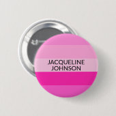Rosa Streifen Moderne und feminine Monogrammbezeic Button (Vorne & Hinten)