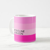 Rosa Streifen Moderne und feminine Monogrammbezeic Kaffeetasse (Vorderseite Links)