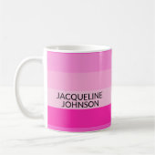 Rosa Streifen Moderne und feminine Monogrammbezeic Kaffeetasse (Links)
