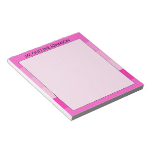 Rosa Streifen Moderne und feminine Monogrammbezeic Notizblock