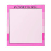 Rosa Streifen Moderne und feminine Monogrammbezeic Notizblock (Vorderseite)