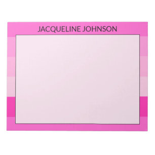 Rosa Streifen Moderne und feminine Monogrammbezeic Notizblock