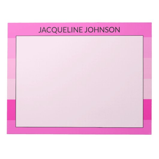 Rosa Streifen Moderne und feminine Monogrammbezeic Notizblock (Vorderseite)