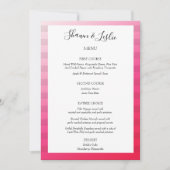Rosa Streifen Modernes Hochzeitsmenü Einladung (Vorderseite)